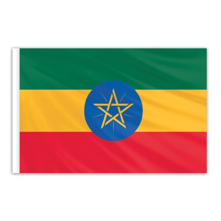 Ethiopia Indoor Nylon Flag 2'x3' With Gold Fringe